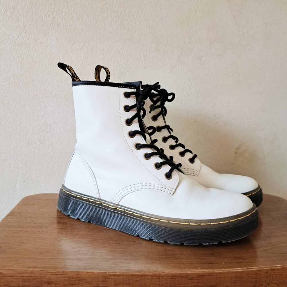Dr. Martens Zavala White Leather 8-Eye Combat Boots Women’s Size 7 (38)